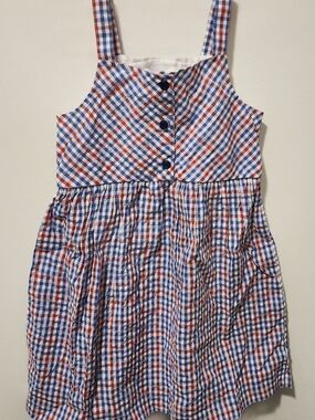 Beebay Red & Blue Check Cotton Kids Dress - 3Y